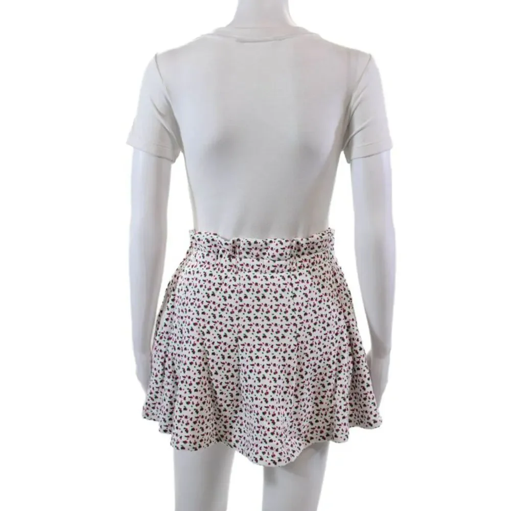 Something Navy Womens Cotton Floral Mya Stretch Pleated Skort White Size XS
